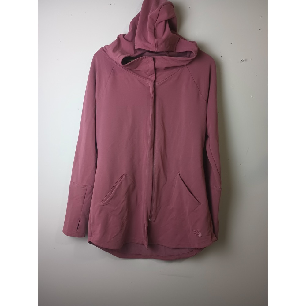 The North Face FlashDry Full Zip Hoodie Mauve Pink Thumbhole Jacket Womens Large